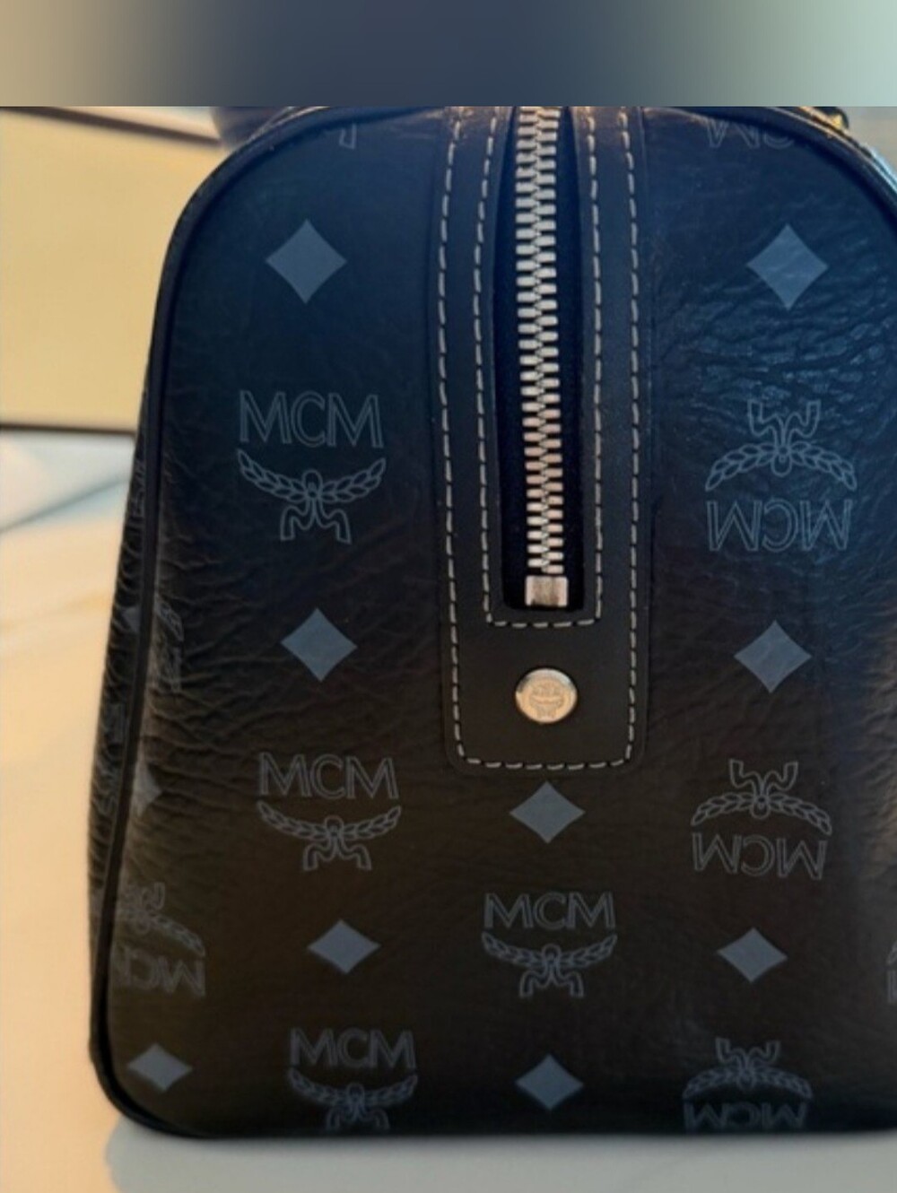 MCM Black Visetos Logo Satchel - Picture 4 of 9